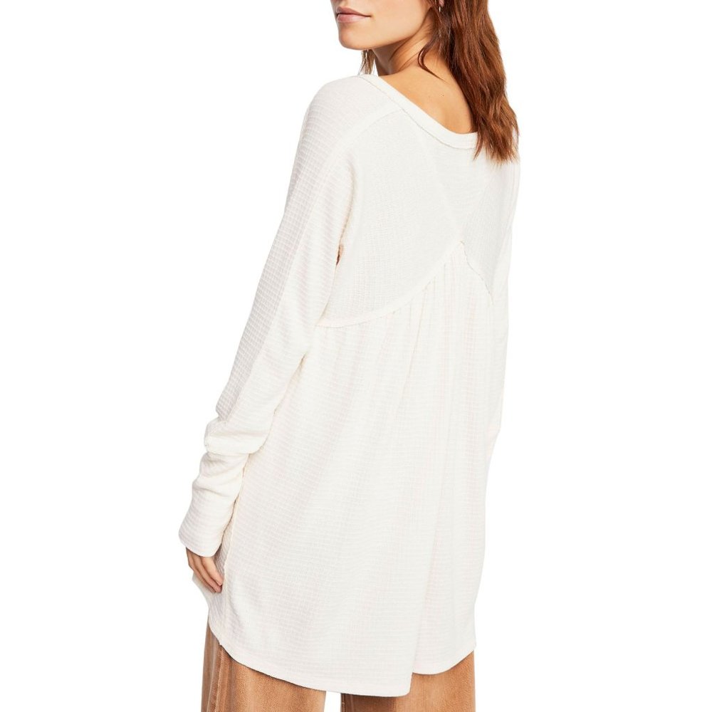 Free People White Long Sleeve Henley Top - Picture 3 of 11